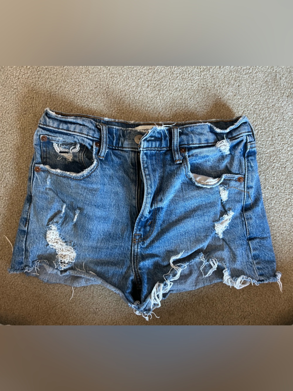 Abercrombie & Fitch Light Blue High-Rise Mom Shorts